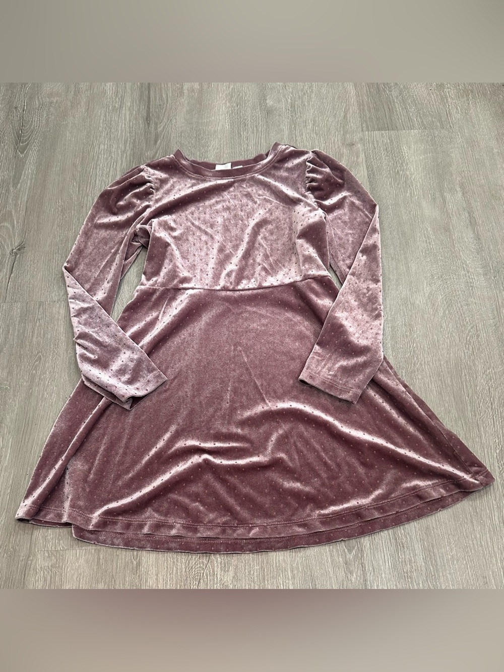 GAP Velvet Long Sleeve Swing Dress - Mauve Pink Small 6/7